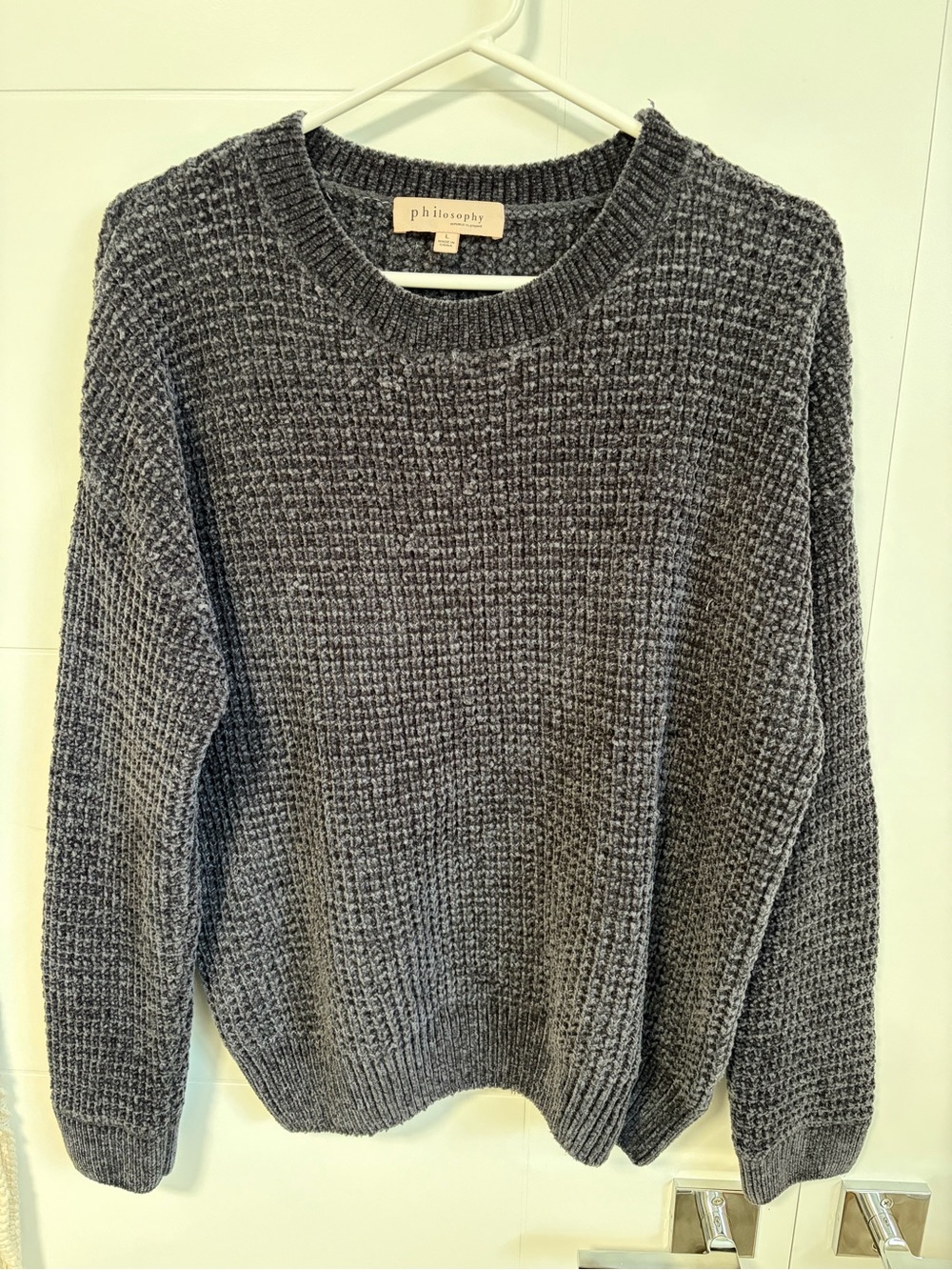 Philosophy Charcoal Gray Chunky Crewneck Sweater